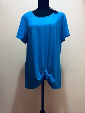 Joseph Ribkoff Turquoise Short-Sleeve Knot Front Tee